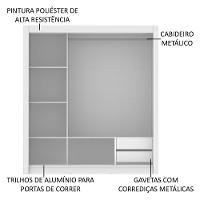 Guarda Roupa 3 Portas De Correr Com Espelho 2 Gavetas Madesa - 3