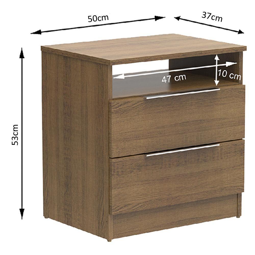 Criado-Mudo com 2 Gavetas Rustic Madesa 3227 - 3