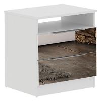 Criado-Mudo com 2 Gavetas com Espelho Branco Madesa 3227 - 1