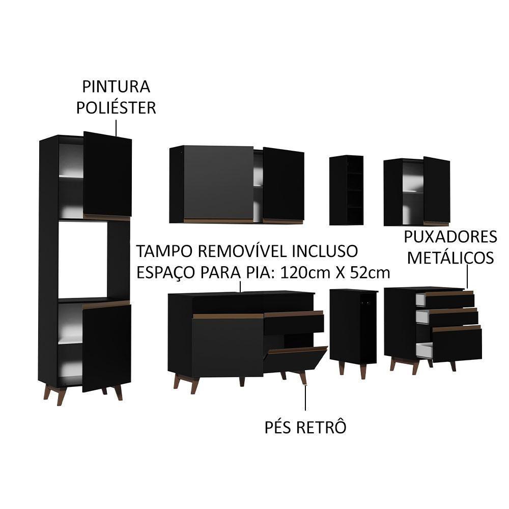 Cozinha Completa Madesa Reims Com Armário E Balcão Preto - 6