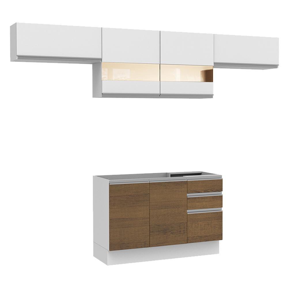 Cozinha Marina Branco com Rustic com Armário e Balcão Madesa - 2