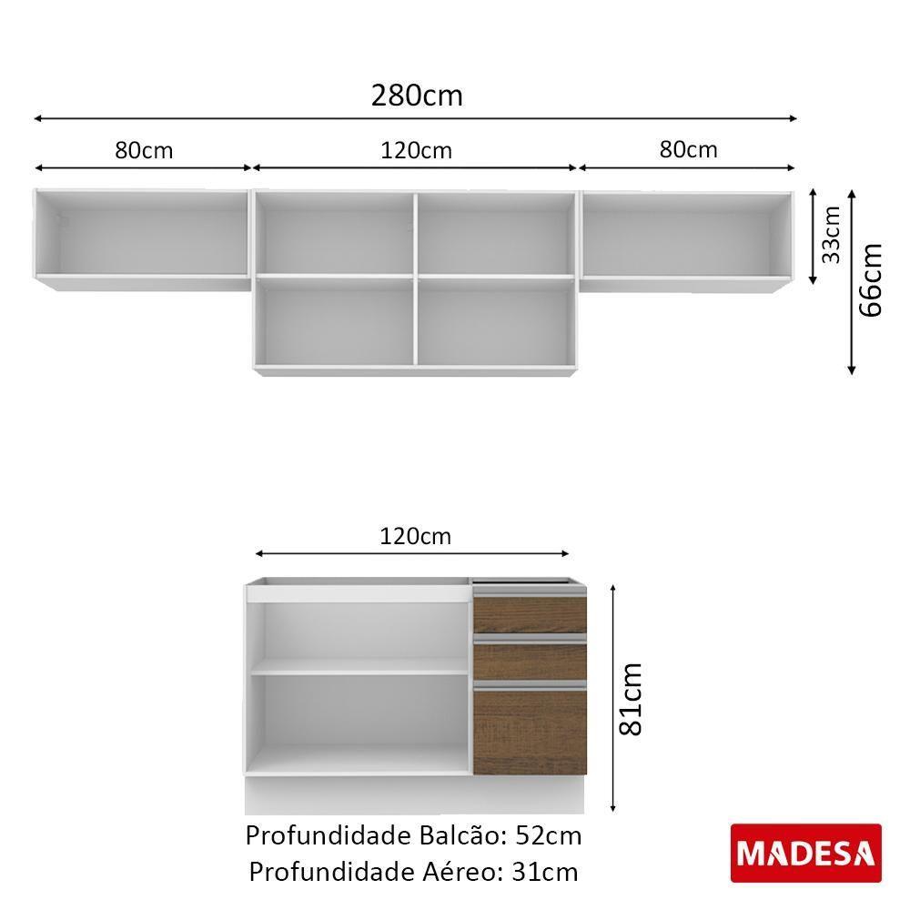Cozinha Marina Branco com Rustic com Armário e Balcão Madesa - 5