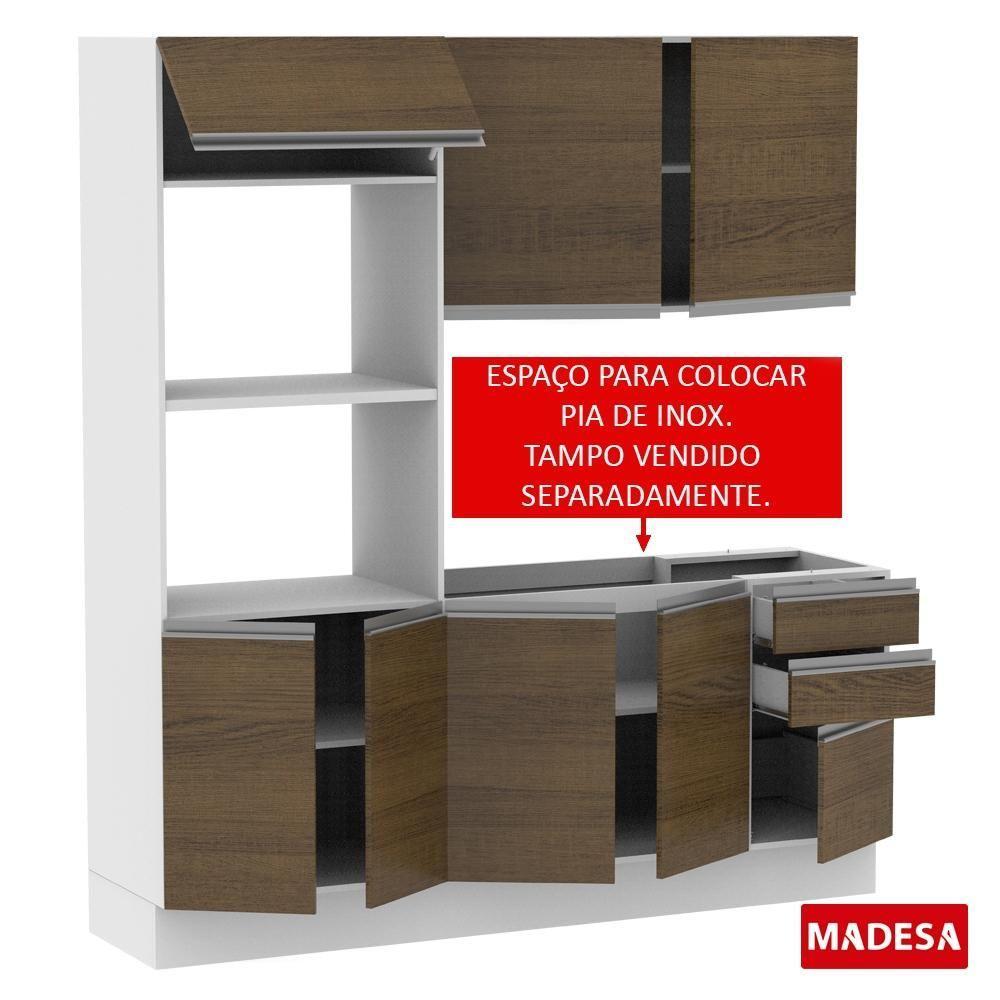 Cozinha Acordes Glamy Rustic MDF 2 Gavetas 8 Portas Madesa - 9