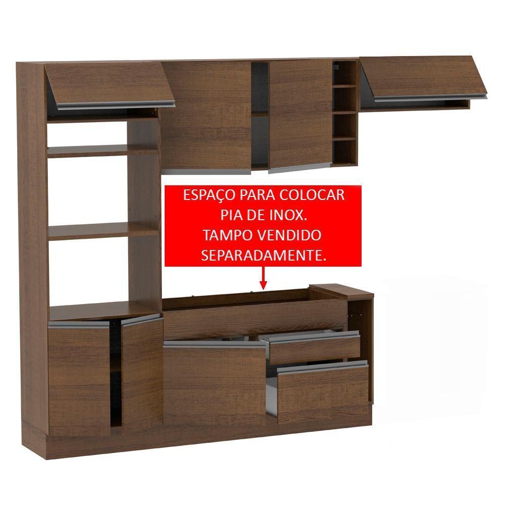 Cozinha Safira com Armário e Balcão sem Tampo e Pia Madesa - 6