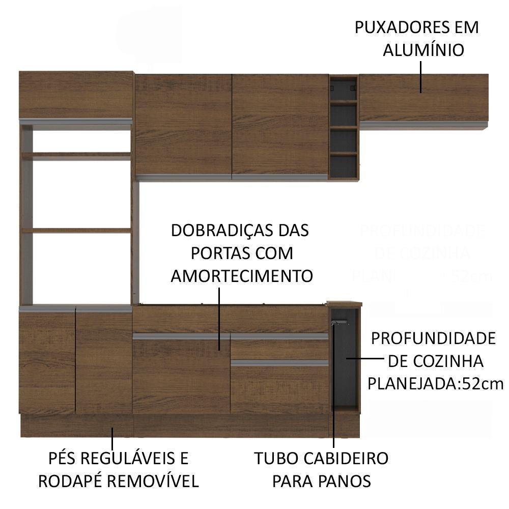 Cozinha Safira com Armário e Balcão sem Tampo e Pia Madesa - 8