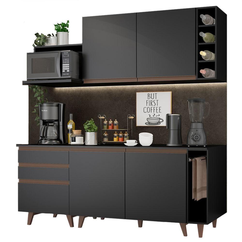 Cozinha Completa Madesa Reims com Armário e Balcão - Preto - 1