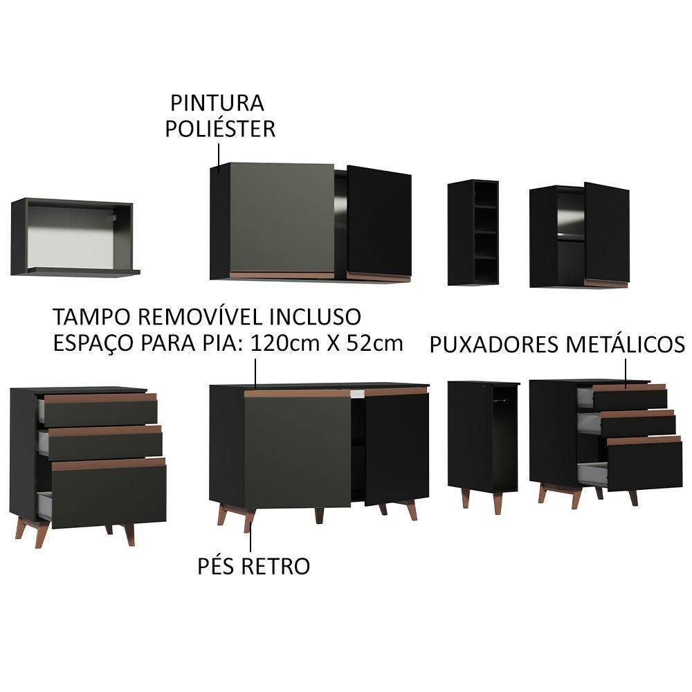 Cozinha Reims 260006 com Armário e Balcão Preto - 3