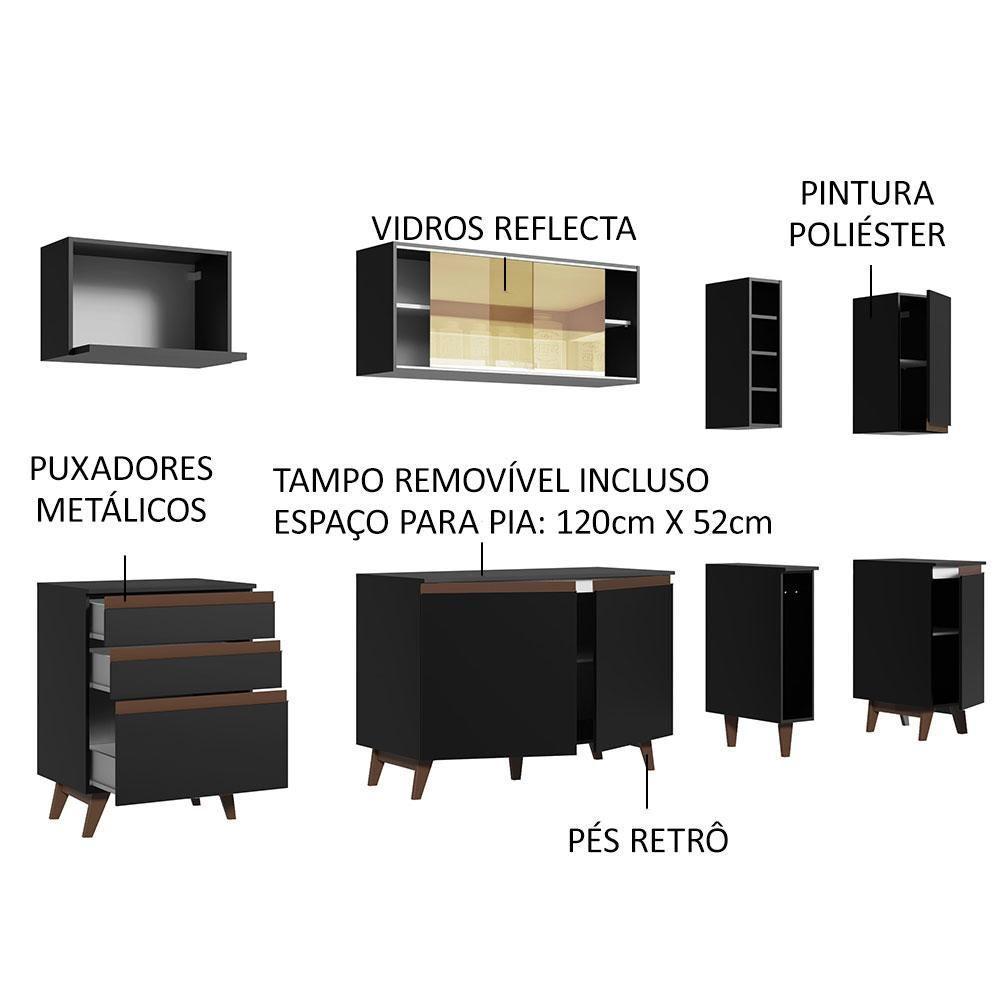 Cozinha Completa Madesa Reims com Armário e Balcão - Preto - 10