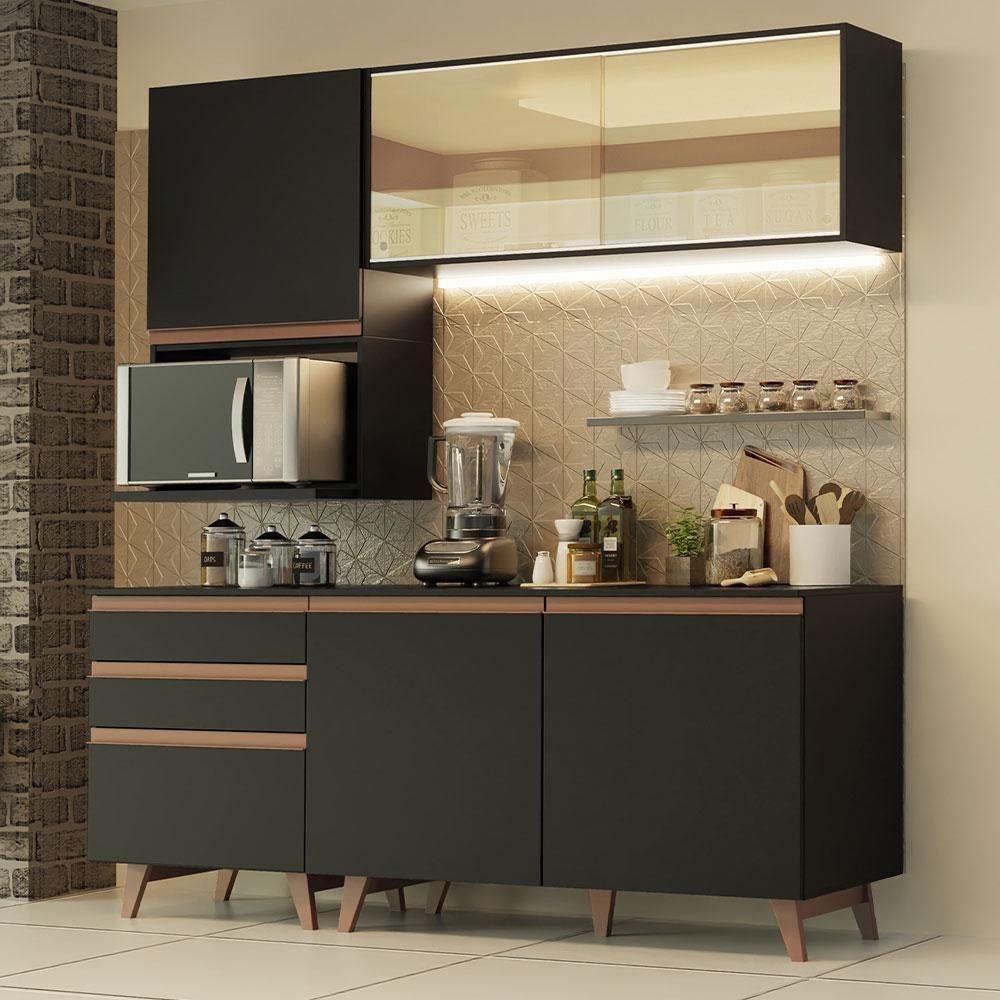 Cozinha Reims 180002 com Armário e Balcão Preto - 2