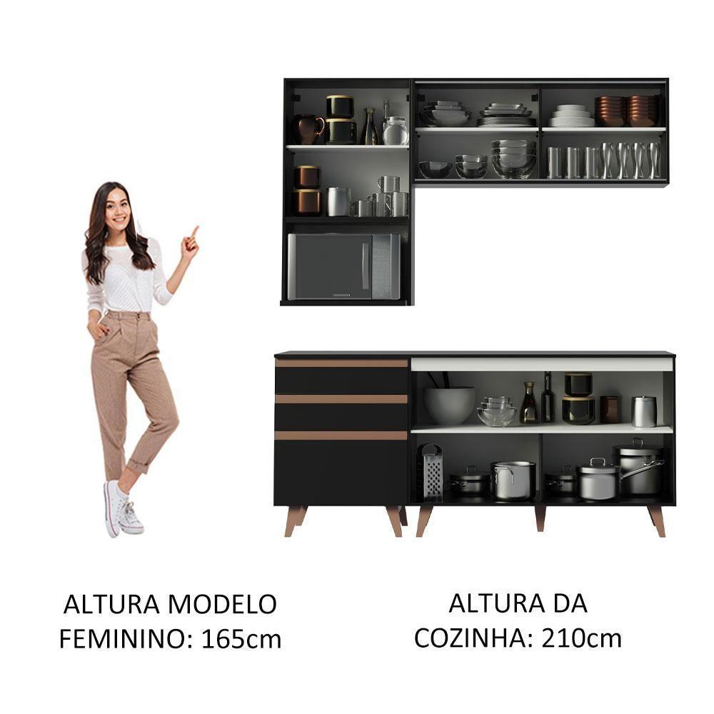 Cozinha Reims 180002 com Armário e Balcão Preto - 6