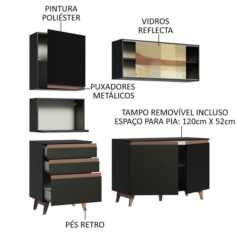 Cozinha Reims 180002 com Armário e Balcão Preto - 7