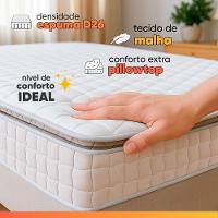 Cama Box Colchão Casal Molas Ensacadas City Pillow Top 138x61cm Branco/Bege Hellen - 6