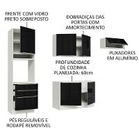 Cozinha Lux com Armário e Balcão 6 Portas 3 Gavetas Branco Preto - 2