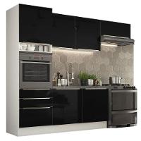 Cozinha Lux com Armário e Balcão 6 Portas 3 Gavetas Branco Preto - 5