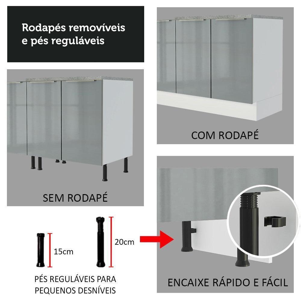 Cozinha Lux com Armário e Balcão 6 Portas 3 Gavetas Branco - 7