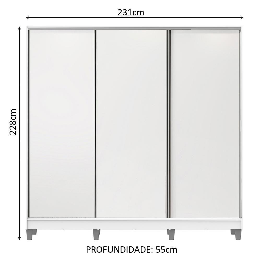 Guarda Roupa Royale 100% MDF 3 Portas Correr e Pés Madesa - 4