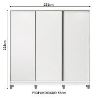 Guarda Roupa Royale 100% MDF 3 Portas Correr e Pés Madesa