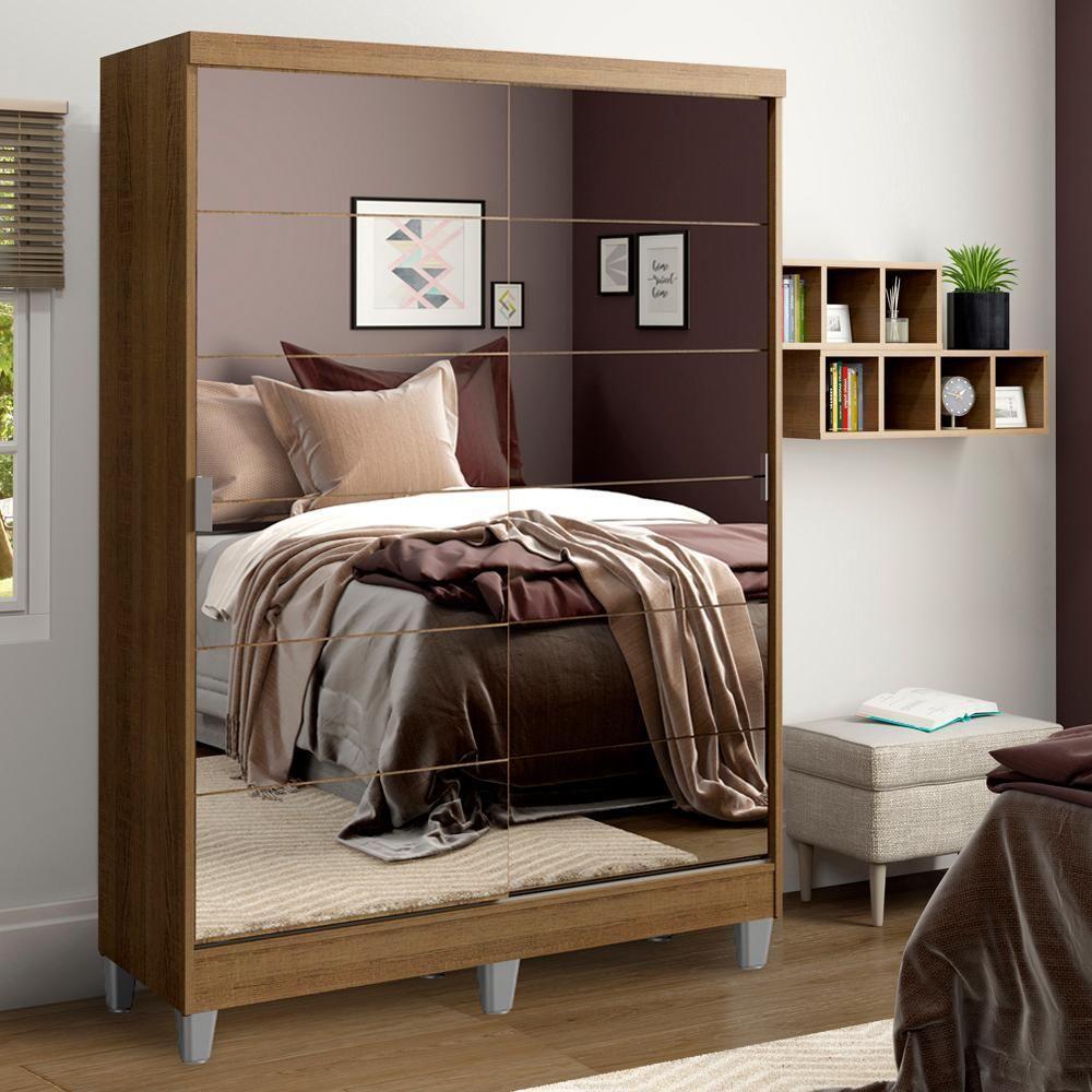 Guarda Roupas Luke Rustic 2 Portas Espelho Com Pés Madesa - 1