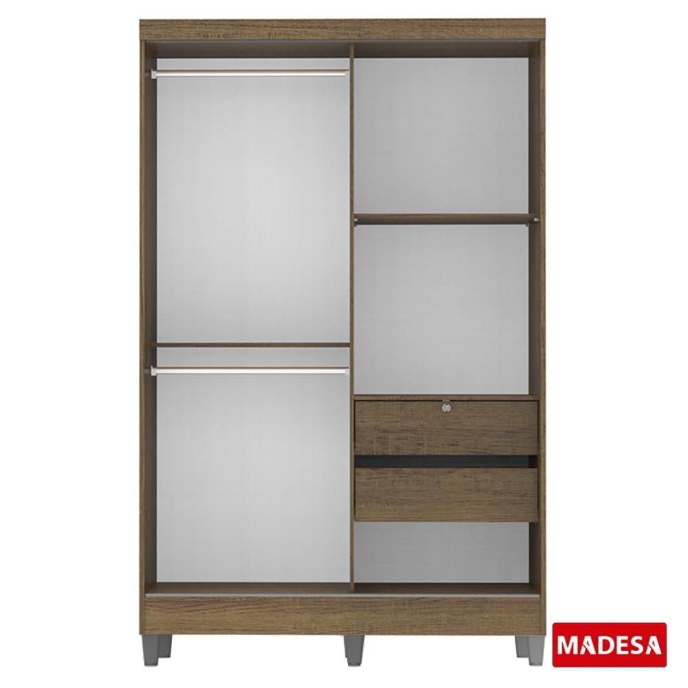 Guarda Roupas Luke Rustic 2 Portas Espelho Com Pés Madesa - 3