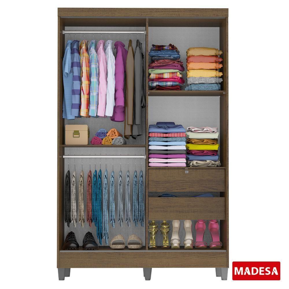 Guarda Roupas Luke Rustic 2 Portas Espelho Com Pés Madesa - 5