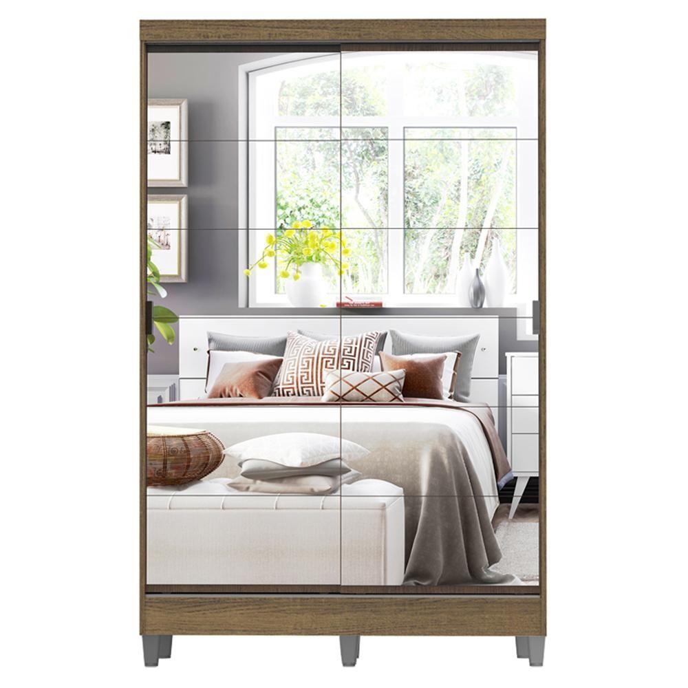 Guarda Roupas Luke Rustic 2 Portas Espelho Com Pés Madesa - 7