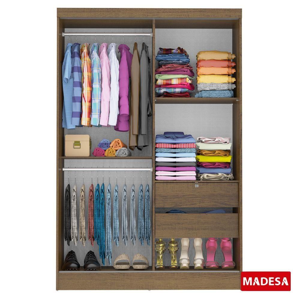 Guarda Roupas Luke Rustic 2 Portas Espelho Correr Madesa - 7