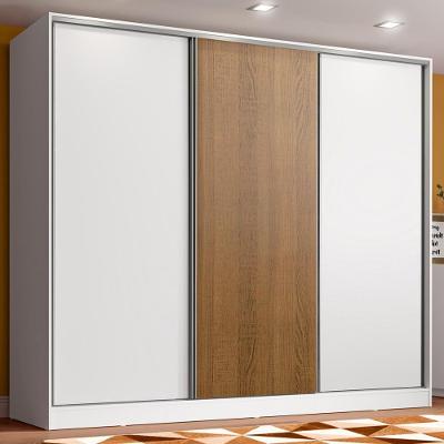 Guarda Roupa Juvenil Kevin 3 Portas de Correr 4 Gavetas Branco-Branco-Rustic MDF