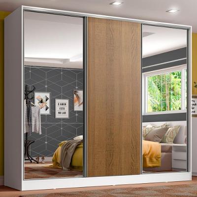 Guarda Roupa Juvenil Kevin 3 Portas de Correr 4 Gavetas Branco-rustic