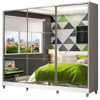 Guarda Roupa Juvenil 100% Mdf Madesa Kevin 3 Portas De Correr De Espelho Com Pés - Branco - 6