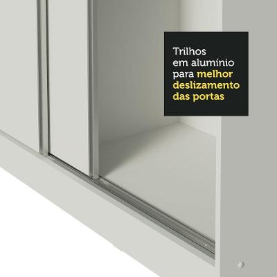 Guarda Roupa Juvenil Kevin 3 Portas de Correr Branco MDF
