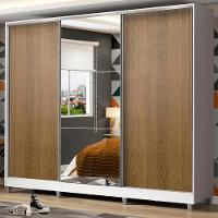 Guarda Roupa Juvenil 100% Mdf Madesa Kevin 3 Portas De Correr Com Espelho Com Pés - Branco/rustic - 11