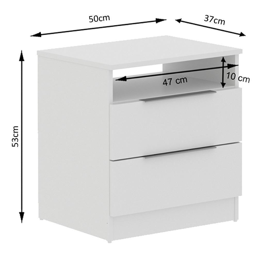 Criado-Mudo com 2 Gavetas Branco Madesa 3227 - 3