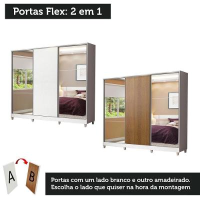 Guarda Roupa Juvenil Kevin 3 Portas de Correr Branco 100% MDF com Espelhos