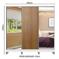 Guarda Roupa Infantil 100% Mdf Madesa Logan 3 Portas De Correr Com Espelhos Com Pés - Branco/rustic - 3