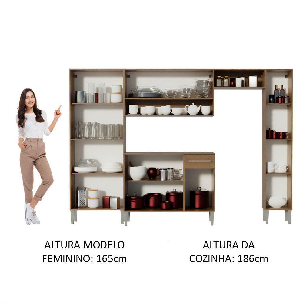 Cozinha Hit Com Armário, Balcão E Paneleiro Rustic/Cinza - 7