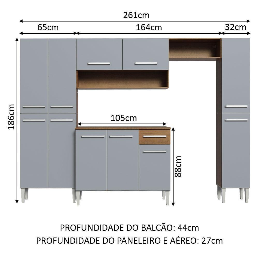 Cozinha Hit Com Armário, Balcão E Paneleiro Rustic/Cinza - 9