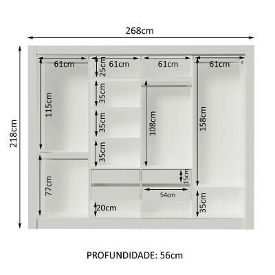 Guarda Roupa Casal Montana 4 Portas de Correr 4 Gavetas Branco Madesa