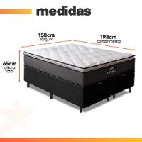 Cama Box Baú Casal Queen Colchão Molas Ensacadas Pillow Top Maximus 158x198x69cm Cinza/Preto Gazin Cinza/Branco - 3