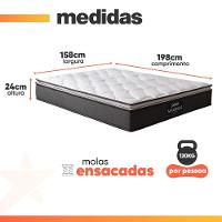 Cama Box Baú Casal Queen Colchão Molas Ensacadas Pillow Top Maximus 158x198x69cm Cinza/Preto Gazin Cinza/Branco