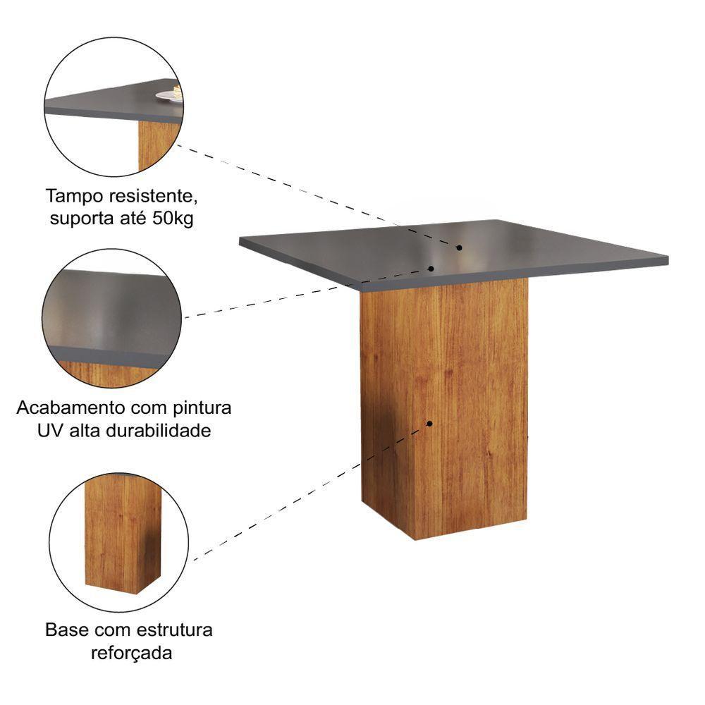 Mesa Quadrada Para Sala De Jantar Lord Viero Madeirado/Cinza - 3