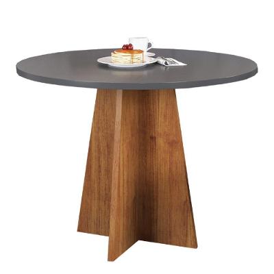 Mesa Redonda Para Sala De Jantar Fin Viero Madeirado/Cinza