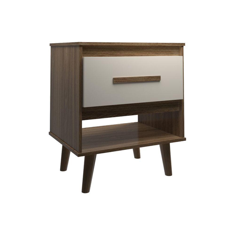 Kit 2 Mesas De Cabeceira 1 Gaveta Com Nicho E Pés Retro Estilo Moderno Para Quarto Savana Mobília Decor - 6