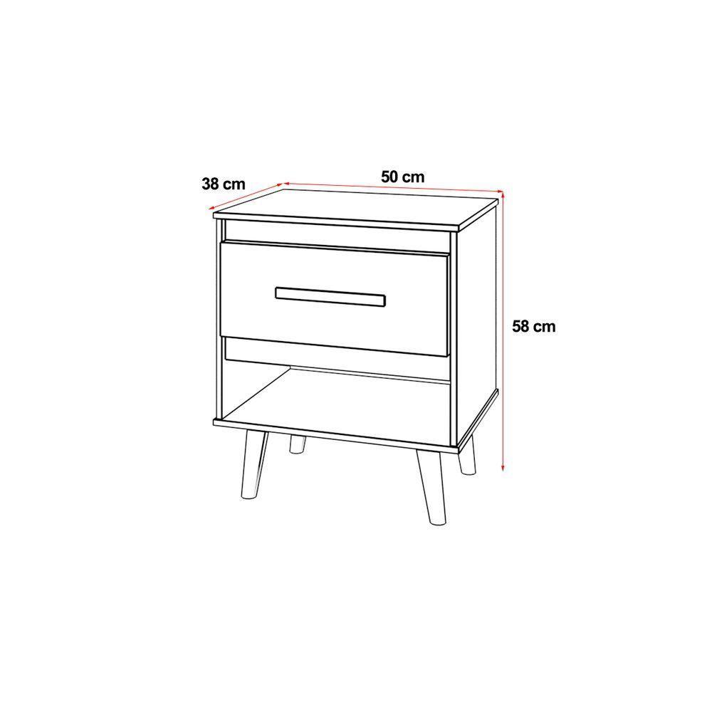 Mesa De Cabeceira 1 Gaveta Com Nicho E Pés Retro Estilo Moderno Para Quarto Branco Mobília Decor - 6