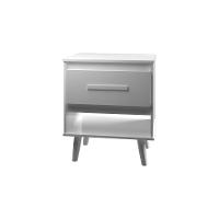 Mesa De Cabeceira 1 Gaveta Com Nicho E Pés Retro Estilo Moderno Para Quarto Branco Mobília Decor - 1