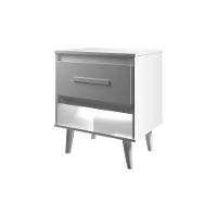 Mesa De Cabeceira 1 Gaveta Com Nicho E Pés Retro Estilo Moderno Para Quarto Branco Mobília Decor - 2