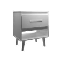Mesa De Cabeceira 1 Gaveta Com Nicho E Pés Retro Estilo Moderno Para Quarto Branco Mobília Decor - 3