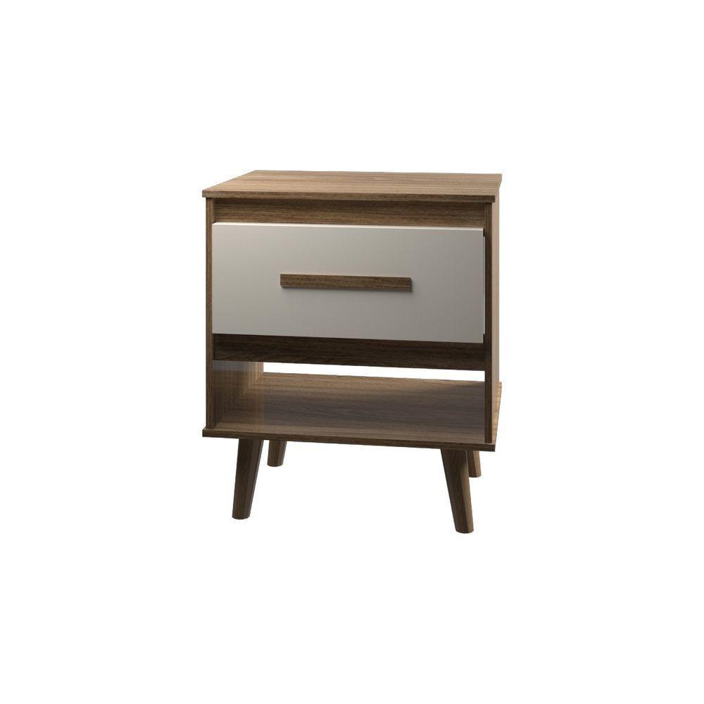 Mesa De Cabeceira 1 Gaveta Com Nicho E Pés Retro Estilo Moderno Para Quarto Savana Mobília Decor - 1