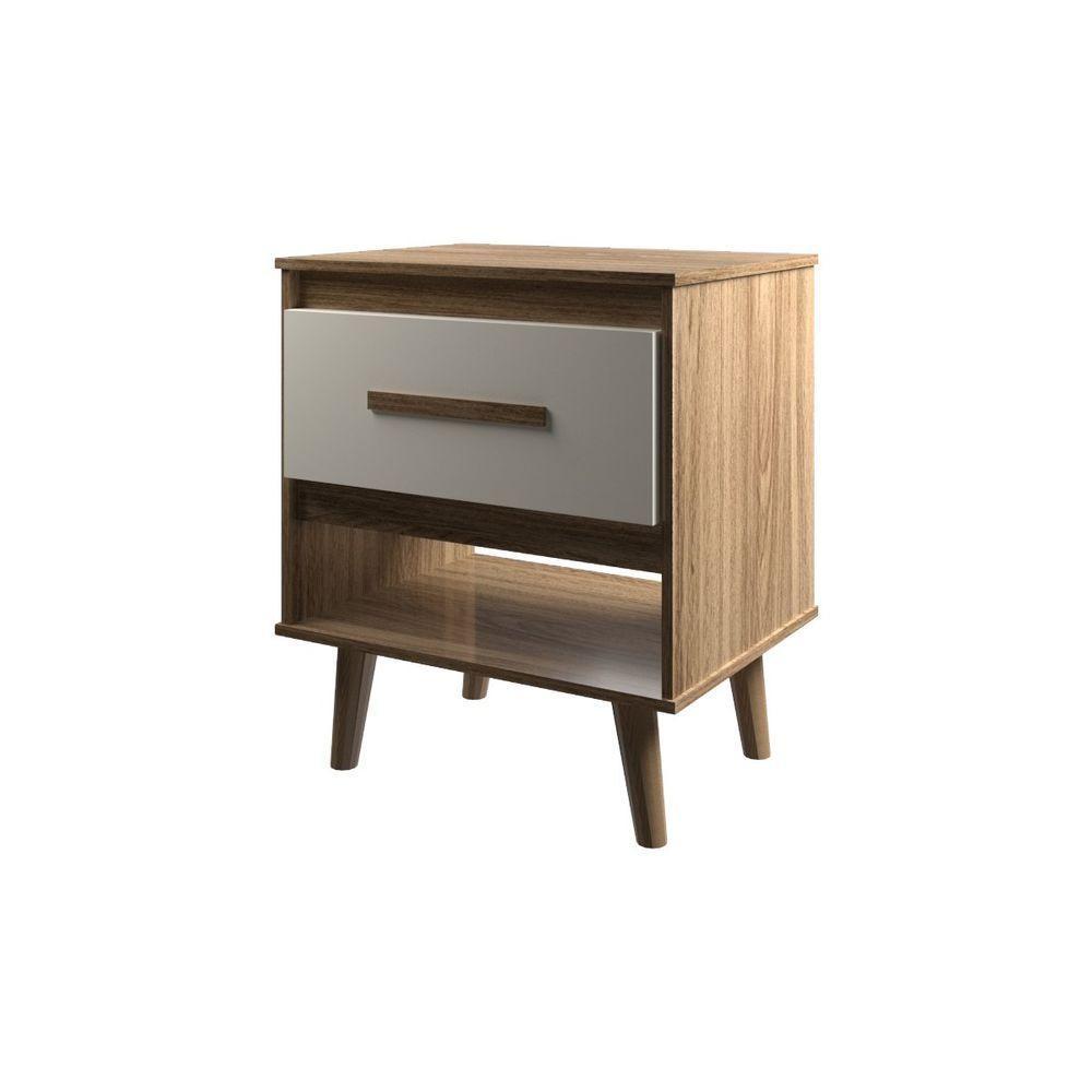 Mesa De Cabeceira 1 Gaveta Com Nicho E Pés Retro Estilo Moderno Para Quarto Savana Mobília Decor - 2