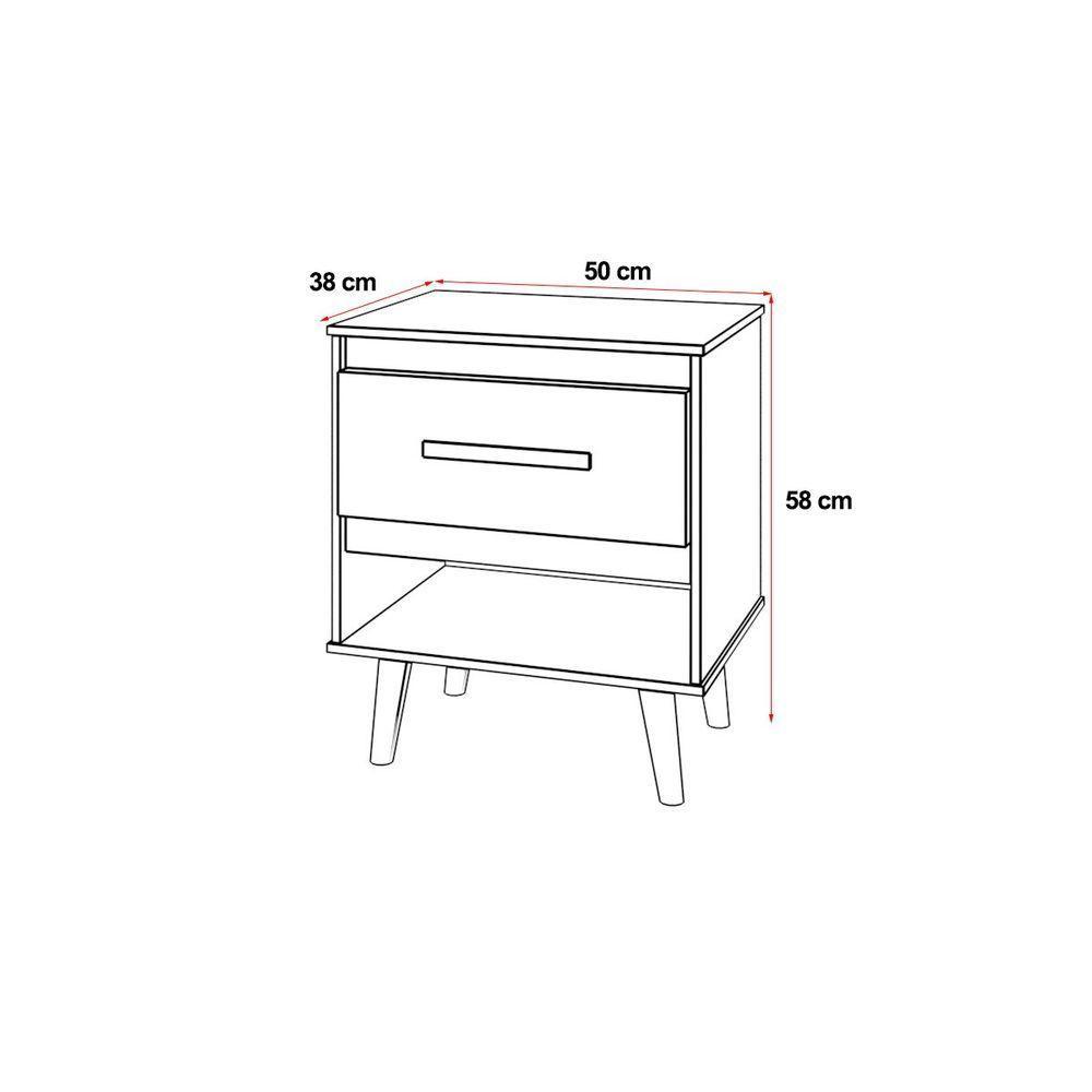 Mesa De Cabeceira 1 Gaveta Com Nicho E Pés Retro Estilo Moderno Para Quarto Savana Mobília Decor - 6