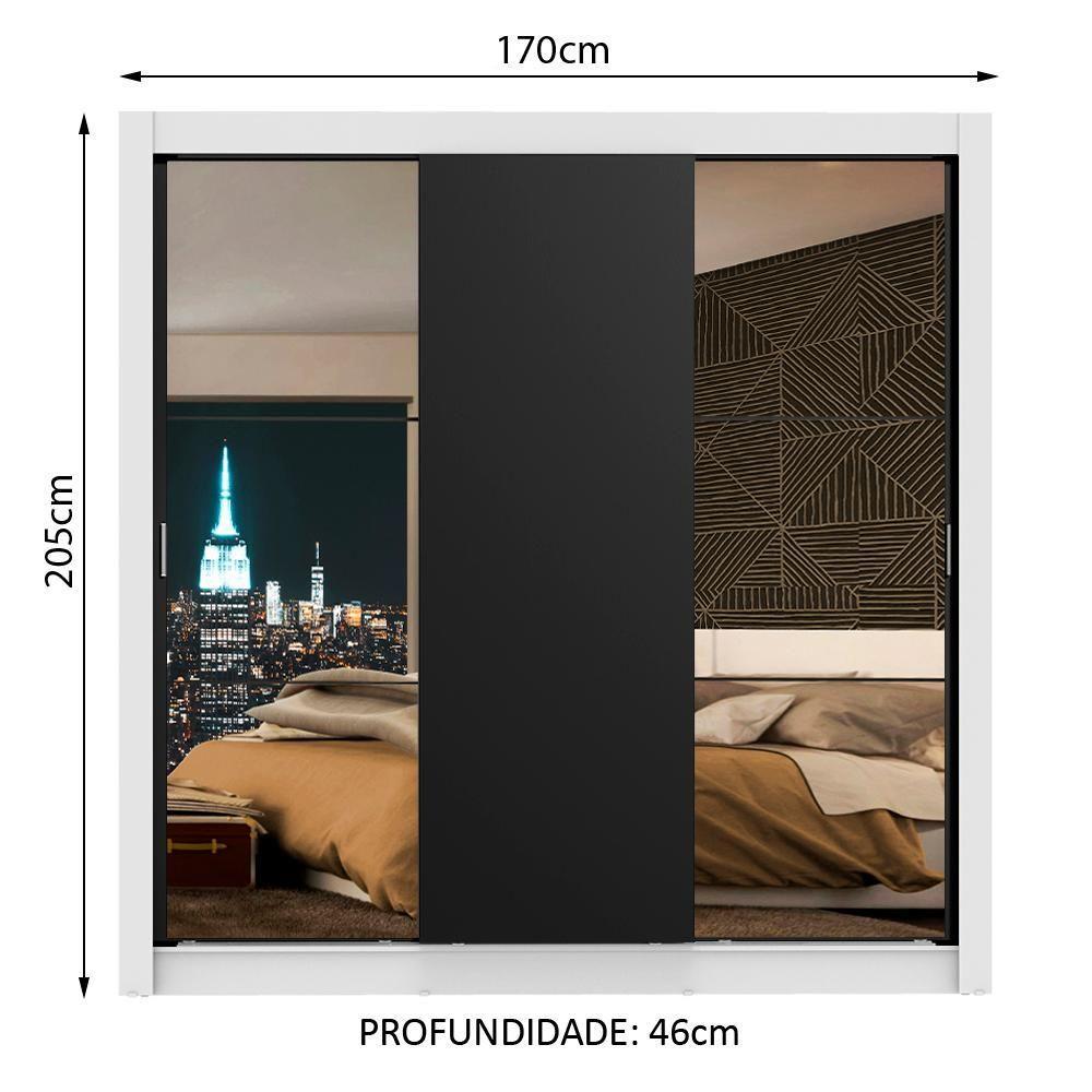 Guarda Roupa Casal Mônaco 3 Portas de Correr Espelhos Madesa - 3